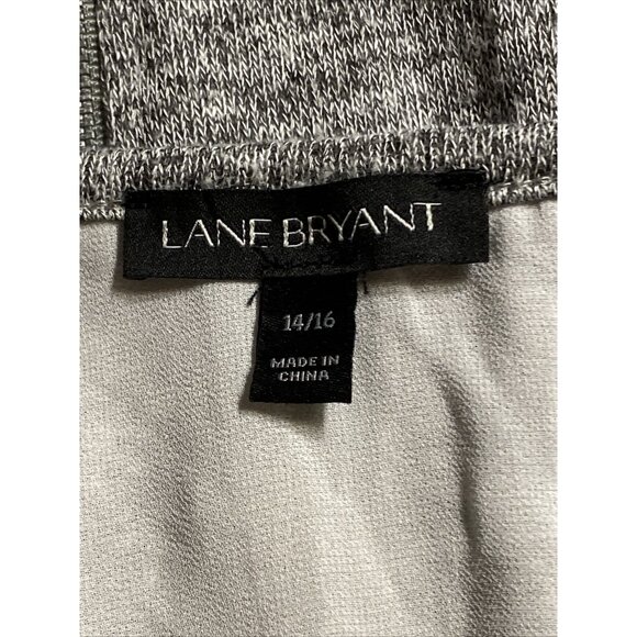 Lane Bryant Black Heathered Sweater Sheer Trim Zip Up Back Scoop Neck SZ 14/16 - Picture 8 of 11